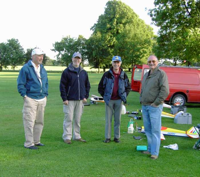 Phil W, Chris, Phil Mc and Joe stand ready to give a demo flight or two